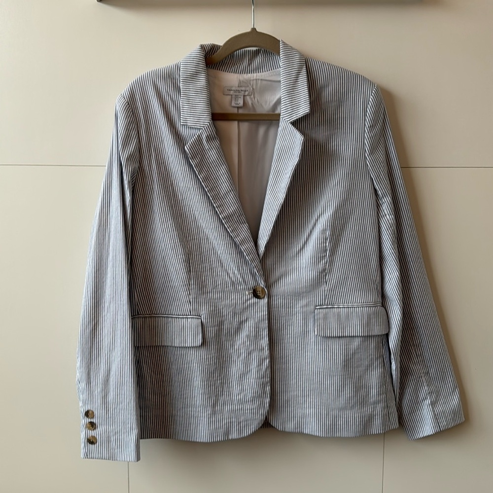 White and Blue Pin Stripe Blazer